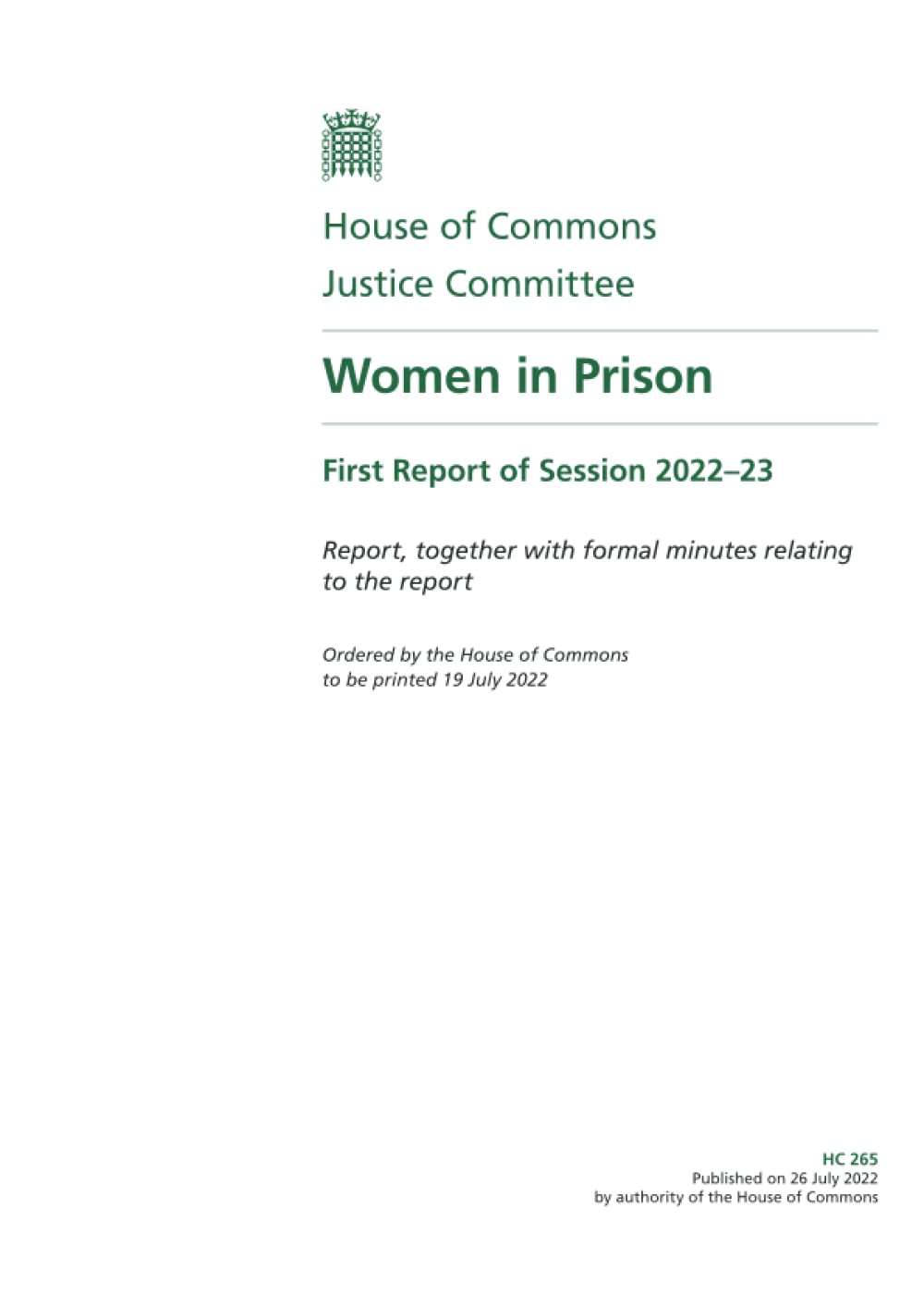 Women In Prison: This inquiry seeks to understand the progress made over the past 10 years to address female offending and reduce the number of women ... female offenders’ needs are met in custody.