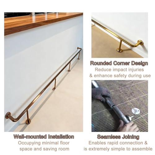 Pasamanos de escalera industrial con barra de acero inoxidable y kit 8