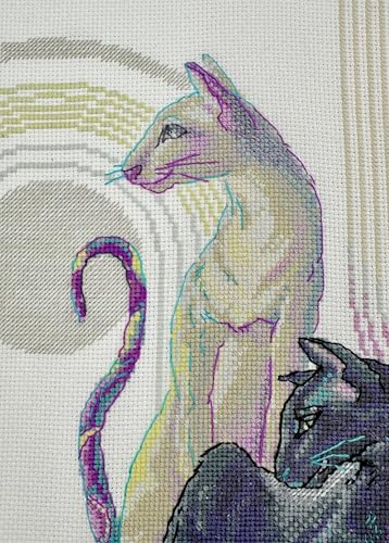 Image of Aine - Mystical Cats A1011, Cat Lovers Cat Cross Stitch Kits 8 inchx11, Cross Stitch Kit for Beginners & Advanced, Crossstitching Kits Adult, Counted Stitching Kits, Embroidery Kit