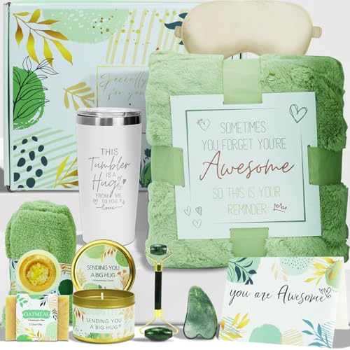 Regalo de bienestar para mujer – Caja de spa de relajación con tapa – Regalo Get Well Soon, cumpleaños, pensamiento para ti, día de la madre original para esposa, mamá, hermana, amiga – verde