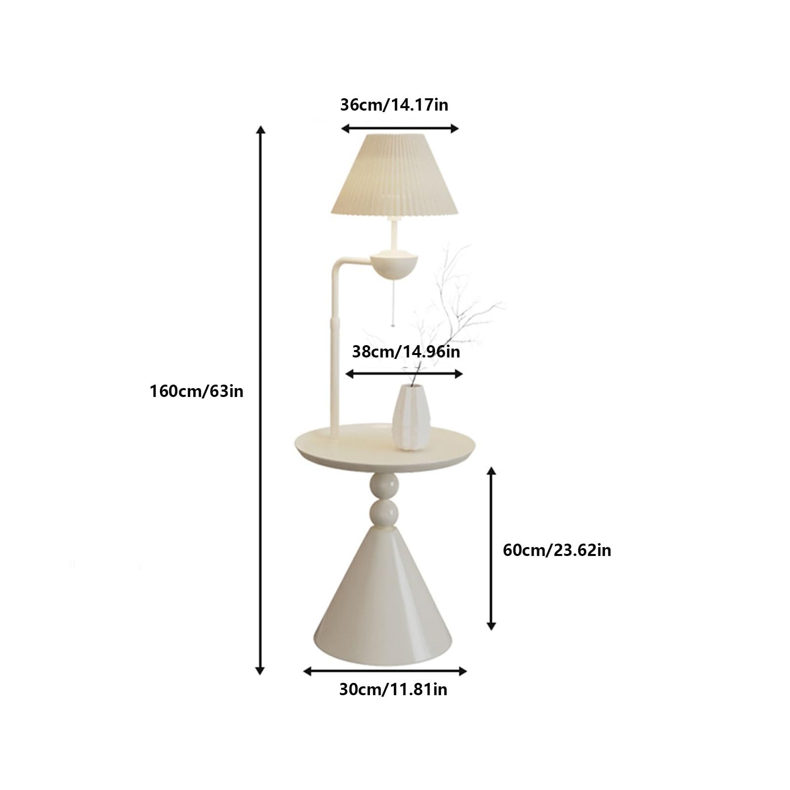Światło pionowe Lampa podłogowa ze stołem, rustykalna lampa stołowa do sypialni i salonu, nowoczesna z połowy XX wieku Lampy Stojące(Biały)