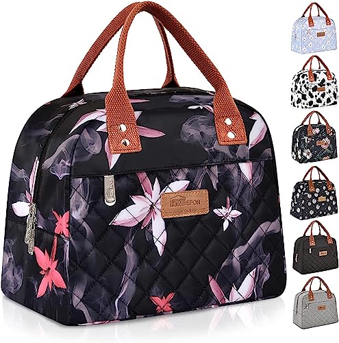 HOMESPON Insulated Lunch Bag for Women Men Lunch Tote Adult Cool Bag Lunch Box Container for Work School Picnic(Pink Flowers)
