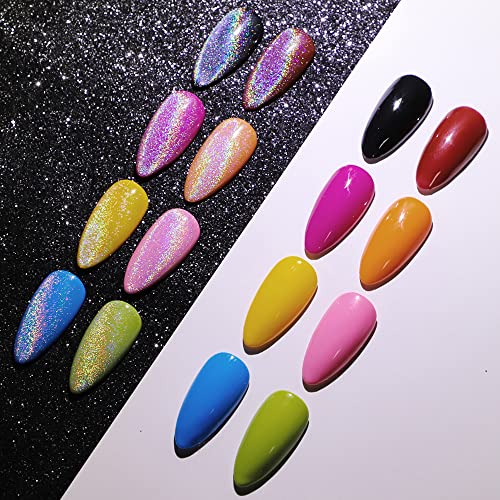 MIZHSE Universal Rainbow Cat Eye Gel Nail Polish Laser Holographic 9D Cat Eye Gel Polish Soak Off LED UV Gel Nail Art Varnish with Magnetic 10ml*1 - Image 5