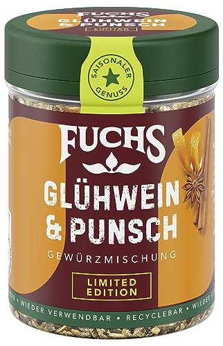 Fuchs Gewürze - Glühwein & Punsch Gewürz - weihnachtliche Gewürzmischung für Wein und Punsch - aus natürlichen Zutaten - 40 g in wiederverwendbarer recyclebarer Dose