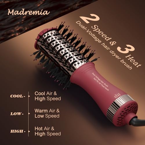 Image of Christmas Gift for Womans-Dual Voltage Hair Dryer Brush,Travel Hair Dryer,Dual Voltage Blow Hair Dryer Brush,European Blow Hair Dryer,110~240V Mini Portable Size for International Travel