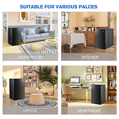 Dnyker Compact Refrigerator Energy Star Single Door Fridge Mini Fridge With Freezer, 3.2 Cu.ft ，Portable Reversible Refrigerator，Super Quiet, Small Refrigerator For Dorm, Bedroom #TOP5