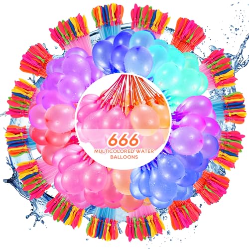 666Pcs Globos de Agua, Globos Colores,Globos de agua Llenado Rapido Adecuado para fiestas en la playa en el jardín al aire libre
