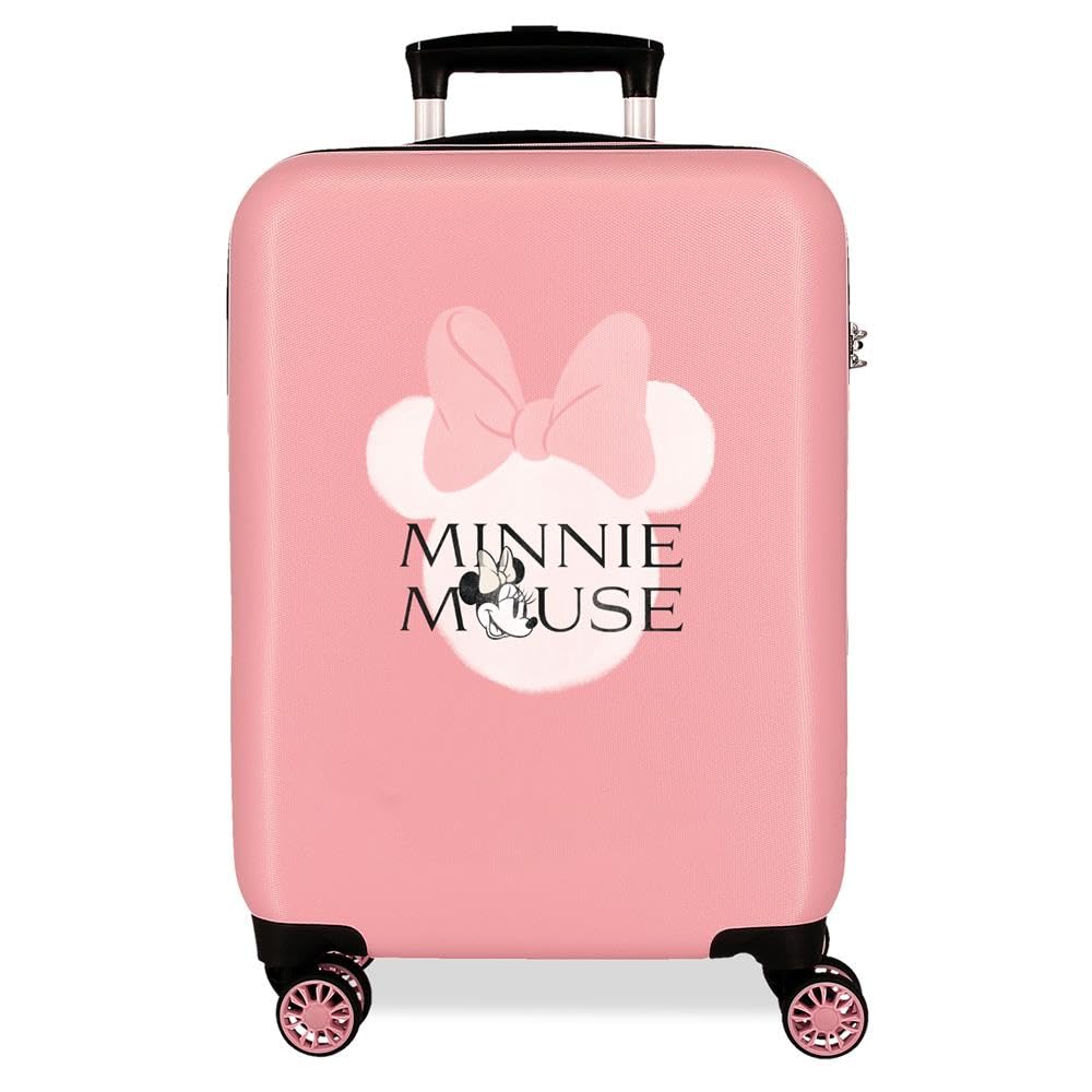 Disney La valigia rigida per bambini Minnie Heads con lucchetto a combinazione e 4 ruote è un bagaglio a mano realizzato in ABS, un materiale rigido e leggero.