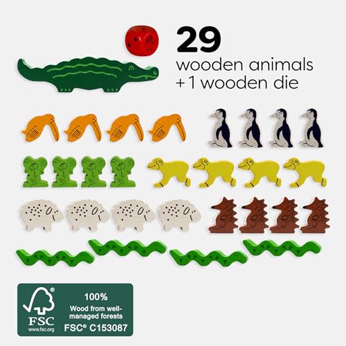 HABA Animal Upon Animal - Classic Wooden Stacking Game: Ultimate Family Board Games for Kids and Adults, Fun Dexterity Party Activity Ages 4-8, Made in China