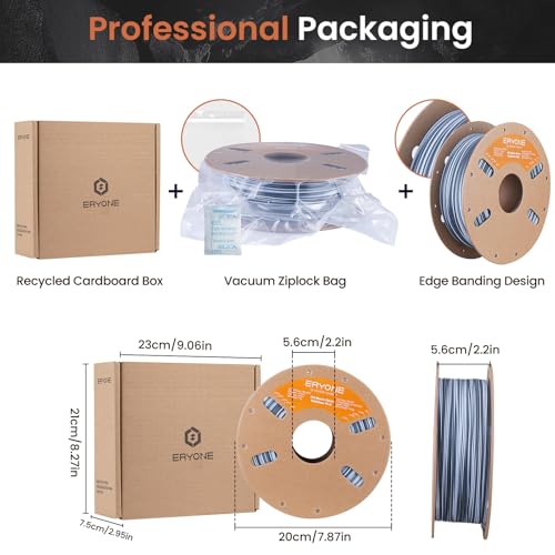 Image of ERYONE Matte Rock Rainbow 3D Printer PLA Filament 1.75 + /-0.03mm, Matte Multicolor Filament PLA 1KG(2.2LBS) Spool, 30-500mm /s High Speed Printing Twist Rainbow PLA, Salt Flat Vein
