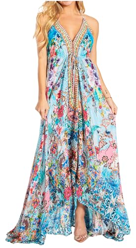 Image of Sakkas Lizi 2025 Womens Maxi High-Low Halter Handkerchief Long Dress Beach Party