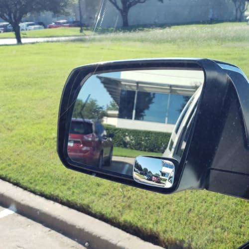 image for Ampper Rectangular Blind Spot Mirror, HD Glass Frameless Stick on Adju