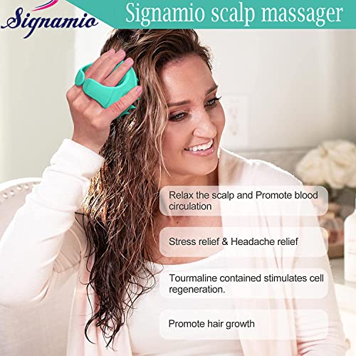 Image of SIGNAMIO Shampoo Brush Silicon Scalp Massager Hair Brush Wet Dry Comb Head Scrubber 100% Comfortable for Hair Improve Blood Circulation for Men,Women Pets - Green - Pack 1