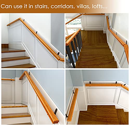 Main courante escalier 360cm en bois kit de fixation mural - 7