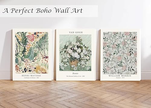 Induslyfe Framed Sage Green Vintage Wall Art Canvas Decor Set of 3, Matisse Wall Art Prints Posters Mid Century Modern Art, Aesthetic Floral Botanical wall art for bedroom, living room, bathroom 12x16 - Image 3