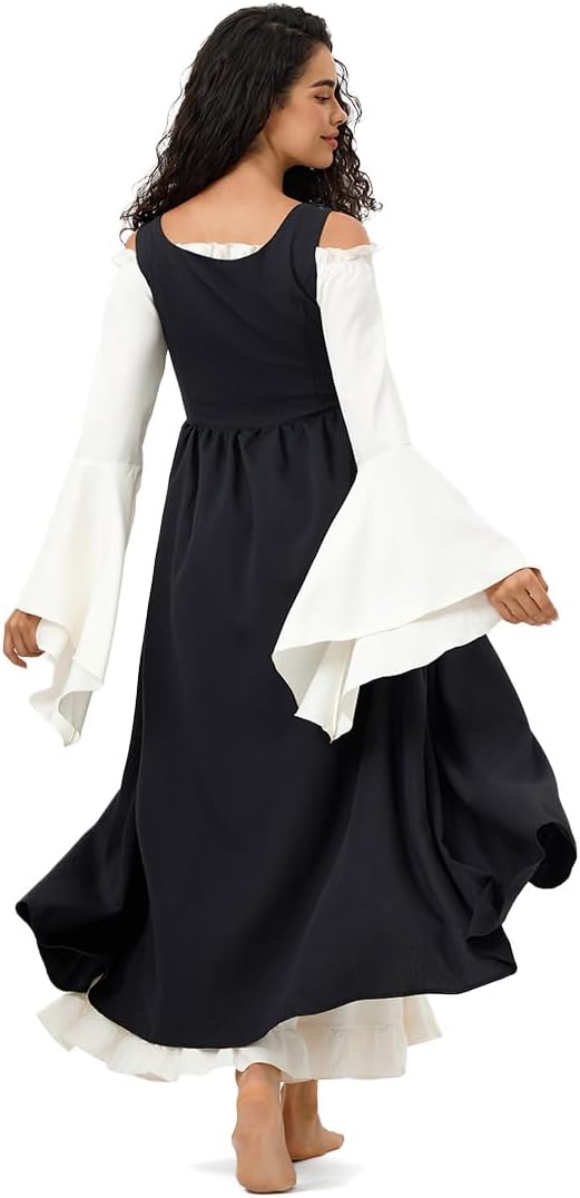 Women's Peasant Overdress with Adjustable Laces & Pockets, Renaissance Corset Dress for Halloween, Medieval Festival - Image 4