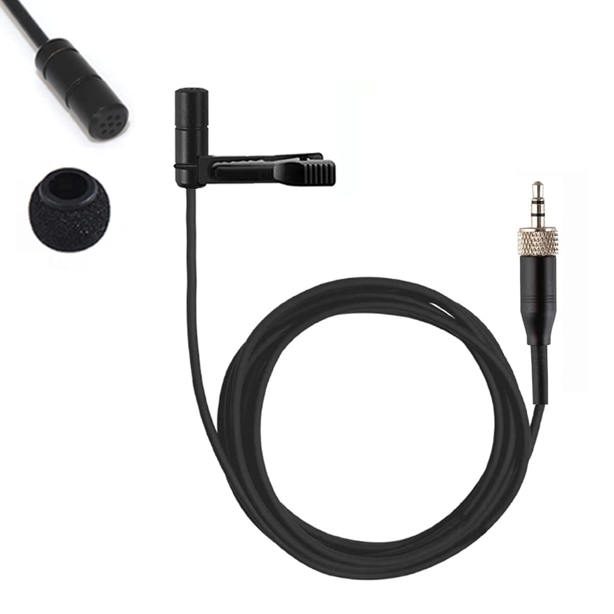 Mikrofon Lavalier Wielokierunkowy mikrofon pojemnościowy kompatybilny z bezprzewodowym nadajnikiem systemu Sennheiser Bodypack 3,5 mm stereo żeńska wtyczka śrubowa z klipsem i nasadką