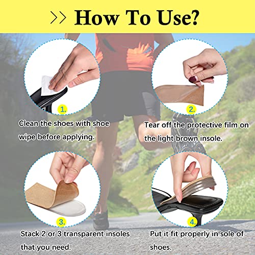 Image of JUMPOW Heel Lifts for Leg Length Discrepancy, 4 Layers, Adjustable Orthopedic Shoe Heel Lift, Height Increase Insole, Heel Spurs, Achilles Tendonitis, Heel Pain, Heel Cushion Inserts for Women & Men