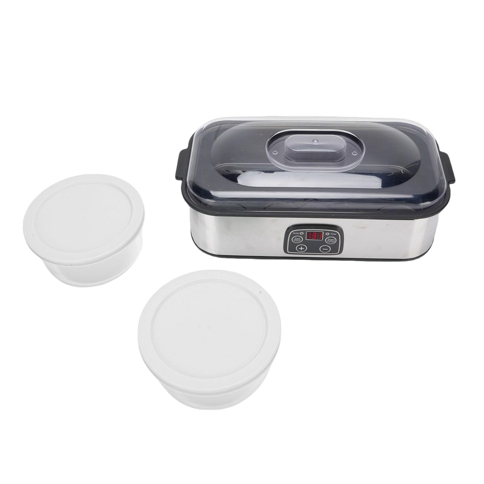 Pssopp Yogurtera Automática de 2 L con Temporizador, Diseño de Acero Inoxidable, Fermentación de 48 H y Pantalla LCD para Uso Doméstico y comercial. (EU enchufe 220V)
