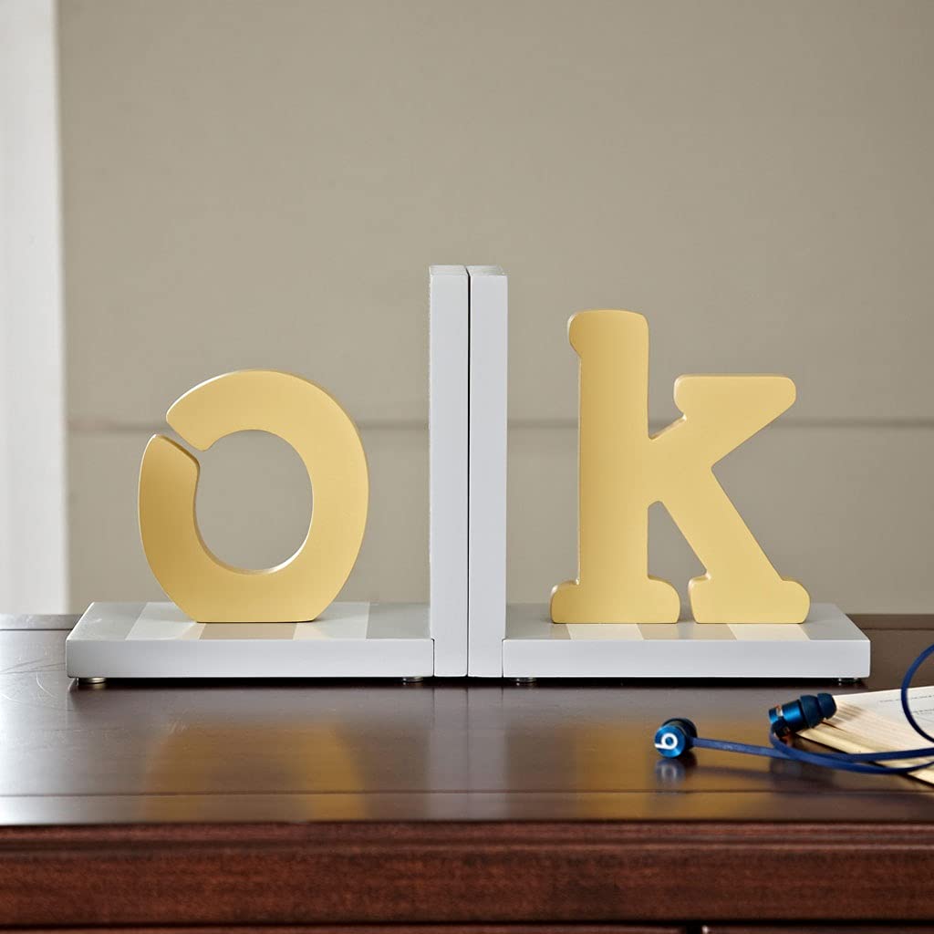 HASMI Schreibtisch deko Alphabet-Desktop-Dekoration mit europäischem Stil Buchstütze Buch zurück Kinderzimmer Bücherregal Ornamente Holzhandwerk Zubehör Decoración del hogar