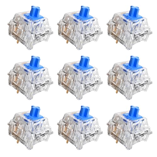 Zhouwang Crystal Blue Click Switch 10pcs, Axis Replacement, 3-pin Mechanical Keyboard Shaft, Crisp Keys, Accurate Typing, for Gaming Mechanical Keyboards