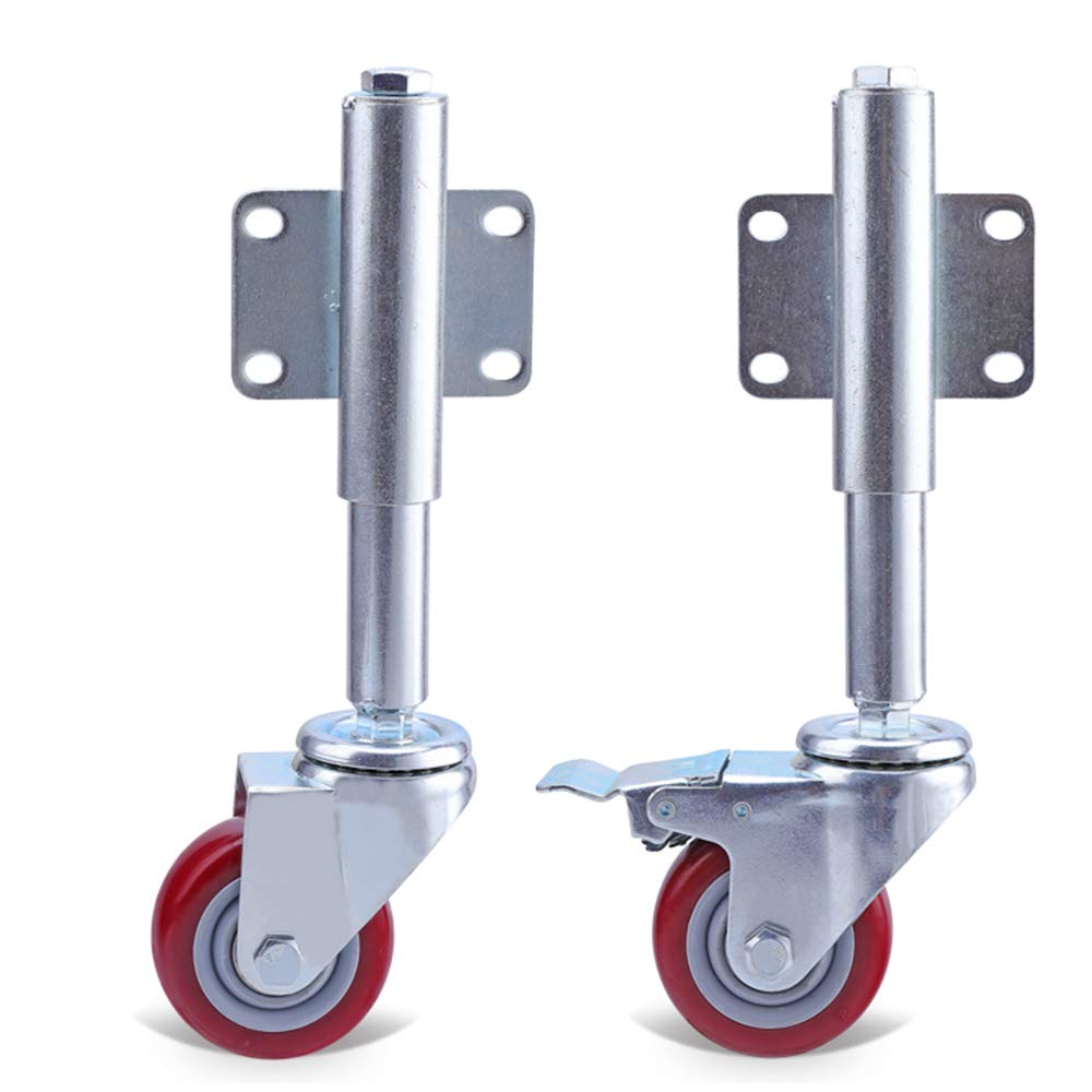 MXXQRHF Heavy Duty 3" Castor Gate Caster Wheel Spring Loaded Swivel Casters with Brake for Wooden/Metal Gates 220 lbs Load Capacity Retractable Design for Enhanced Mobility