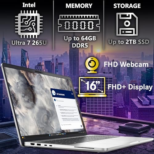 Image of Dell Pro 16 Plus PB16250 (Replaces Latitude 5550) AI Business Notebook 16 inch FHD+ Intel Core Ultra 7-265U, 32GB DDR5 RAM, 1TB SSD, Wi-Fi 6E, Backlit Keyboard, HD Webcam, RJ-45, W11Pro - Silver