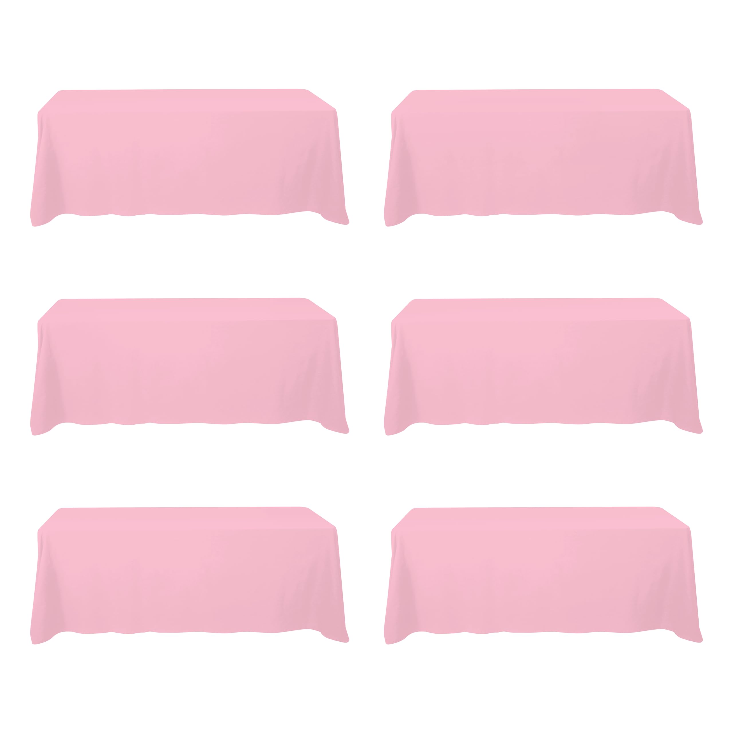 BRILLMAX 6 Pack Pink Tablecloths for 8 Foot Rectangle Tables 90 x 156 Inch - 8ft Rectangular Bulk Linen Polyester Fabric Washable Cloth Cover for
