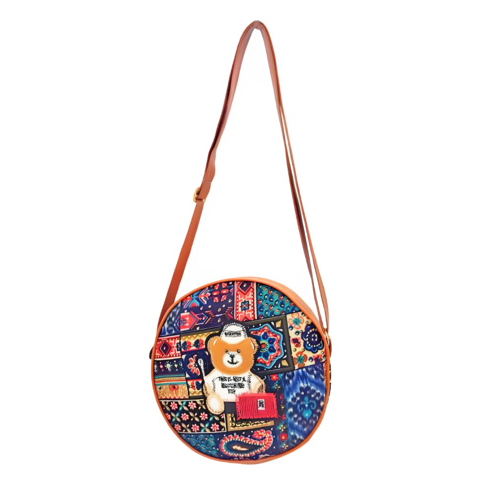 Women Girls Floral Print Round Sling Bag | Leather | Suitable to Carry Wallet, Phone | Adjustable Strap| Storage Space For Essentials (Model 2) (B0DFMC5PTZ) Amazon Price History, Amazon Price Tracker