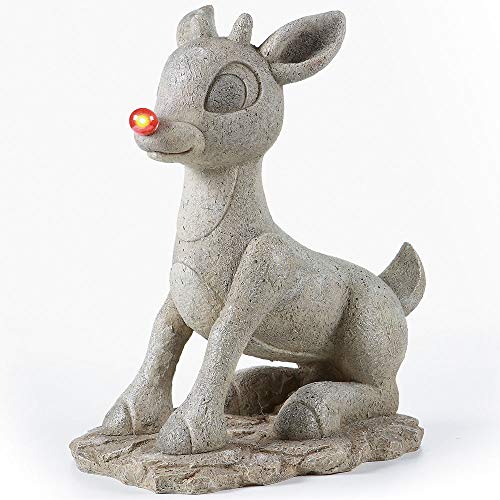 Rudolph Roman Lights The Red-Nosed Reindeer Statue, Led/Solar Powered, 18" Tall, Decoration, Outdoor Use, Polyresin Construction, Holiday Decor, Powered By The Sun #TOP3