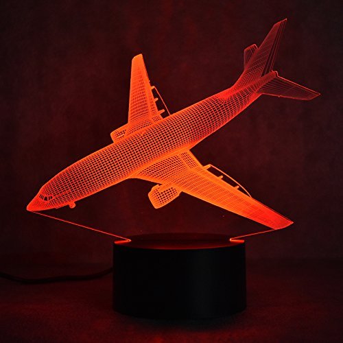 Illusione Ottica 3D Aereo Luce Notturna 16 Colori