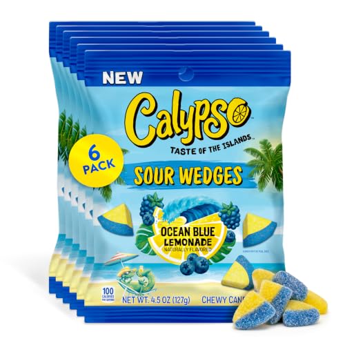 Calypso Ocean Blue Lemonade Sour Wedges Candy, 4.5 Oz, 6 Pack