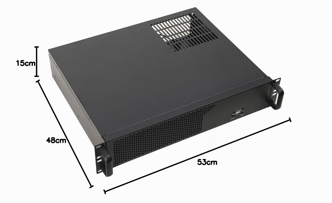 14 rack Server Chasis 2U Compatible con placas base Micro ATX/Mini ITX, armarios de pared estrechos con conexión USB, 4 ranuras