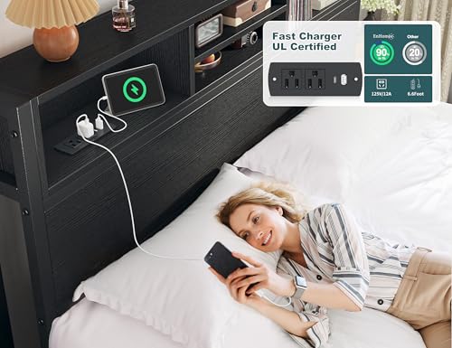 Image of EnHomee Queen Bed Frame with 6 Storage Drawers, Charge Station,Noise-Free