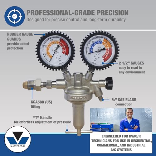 Mastercool 53010-AUT Automotive Pressure Testing Kit | Includes Nitrogen Pressure Regulator, Charging Hose, Leak Testing Adapter, R134a Coupler, Blow Molded Case | Professional-Grade for Leak Testing