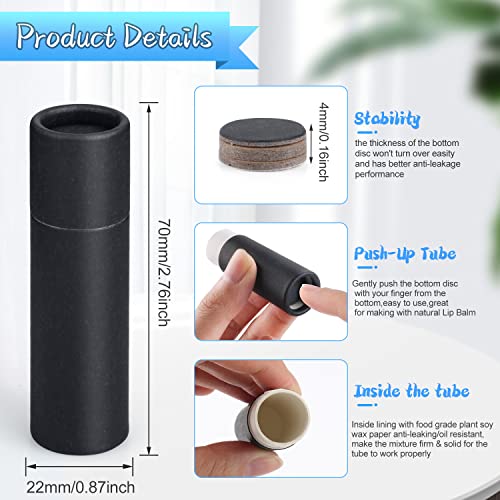 Furnido-12-Pcs-03-oz-Paperboard-Lip-Balm-TubesPush-Up-StyleEmpty-Kraft-Paper-Lipstick-TubeBiodegradable-Round-Solid-Perfume-Lotion-Lip-Gloss-Container-Chapstick-DIY-Homemade-Balm-Holder-Black