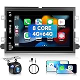[8 CORE 4G+64G] Car Radio for Ford F150/ F250/ F350 2004-2014 with Wireless Carplay/Android Auto, 7 Inch Android 13 IPS Touch Screen Stereo, Bluetooth, GPS, WiFi, DSP, SWC, + Backup Camera