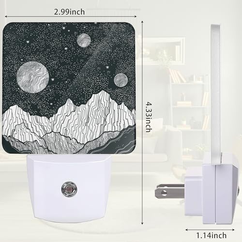 Image of Night Sky Mountains Night Light, Moon Night Light Plug into Wall with Dusk to Dawn Sensor, LED Lamp Energy Saving Lights for Men Women Boys Girls,Lamp for Bedroom Bathroom Hallway