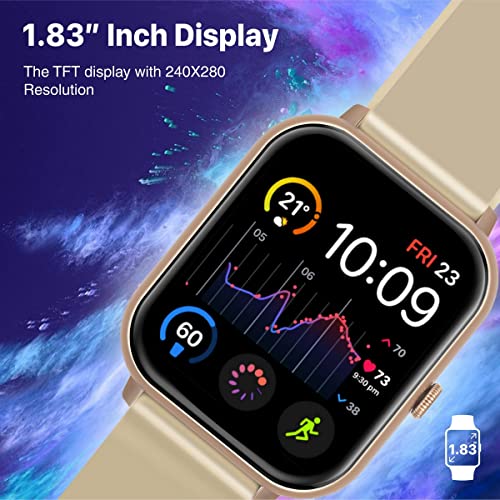 Image of Promate Xwatch-C18 Superfit Smart Watch, 1.83 inch Display Bluetooth Calling, IP67 Water Resistant, 15 Days Battery Life, 100+ Sports Modes, Real-time HR Monitor, 100+ Customizable Watch Faces (Gold)