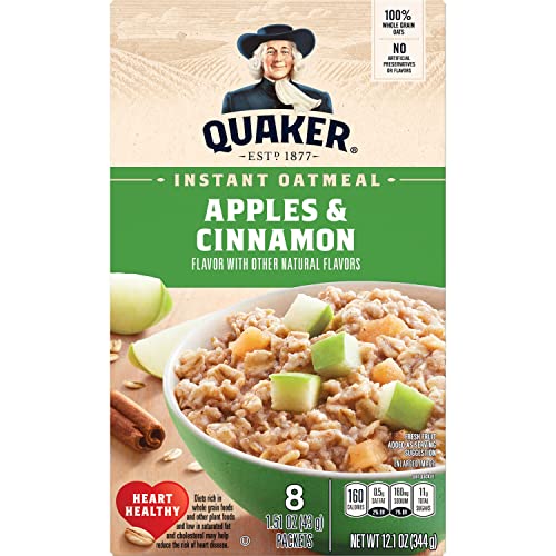 Image of Quaker Instant Oatmeal, Apples & Cinnamon, 1.51oz Packets (24 Pack)