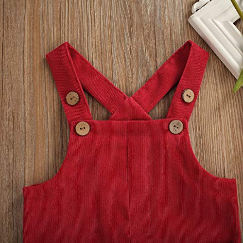 Unisex Clothes Toddler Baby Girl Boy Solid Romper Overalls One Piece Bodysuit Suspender Jumpsuit Bib Pants Velvet Outfit B-red
