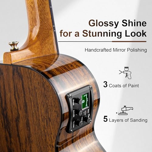 Caramel TEG95 Butterfly Bocote Glossy Tenor Acoustic & Electric Ukulele | 26-inch Handmade Professional Ukelele Kit with Accessories by Caramel - Image 3