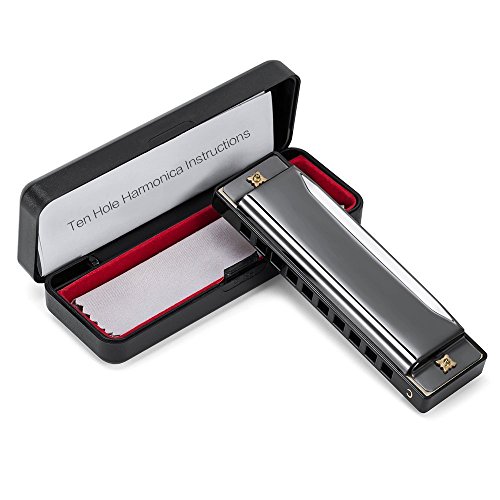 HSicily Harmonica for Kids, Standard Daiatonic 10 Holes Harmonica for Adults Beginners Students Mouth Organ with Case, Harmonica Key of C