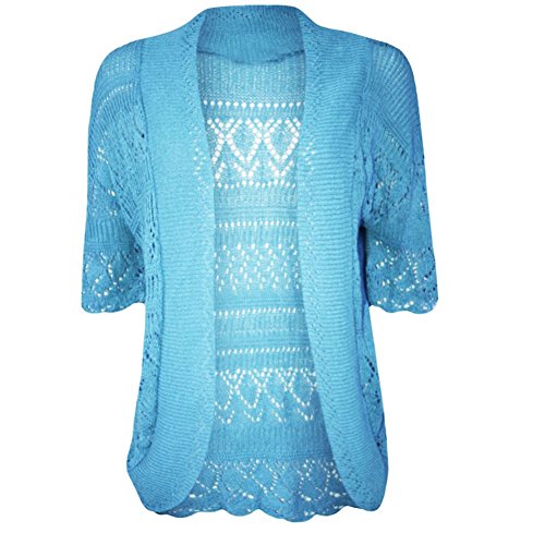 Damen Häkel-Bolero mit offener Vorderseite, Größe 44-56, türkis,...