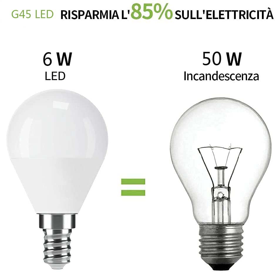 Ampoule LED E14 G45 économie d'énergie 6W équivalent 40W mini globe non gradable x12 - 7