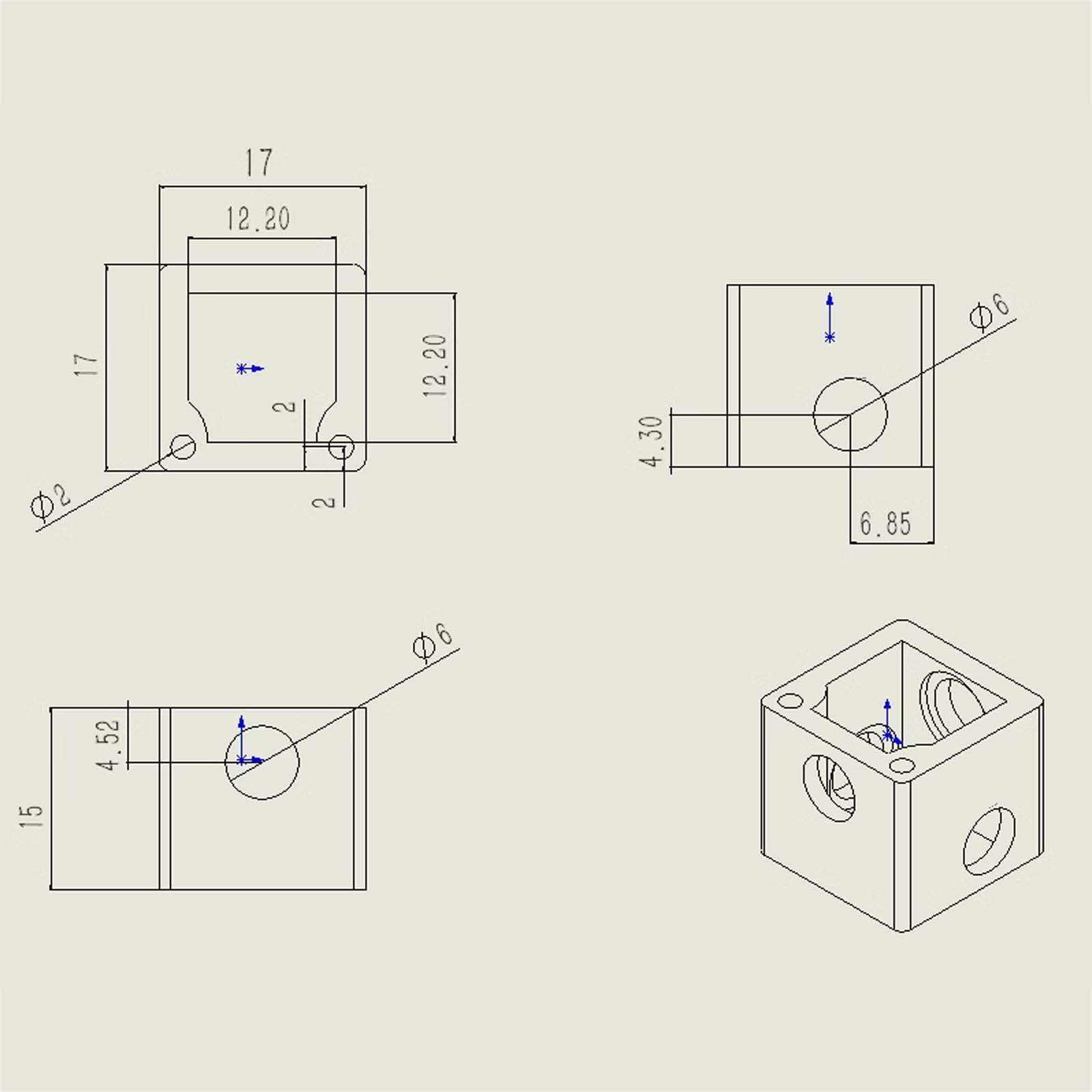 Selbstsperrendes 2/3mm Mini Schneckengetriebe, Rechtwinkliger Dreher, Kleines 90 Grad Untersetzungsgetriebe, Kommutator Getriebegehäuse (A)