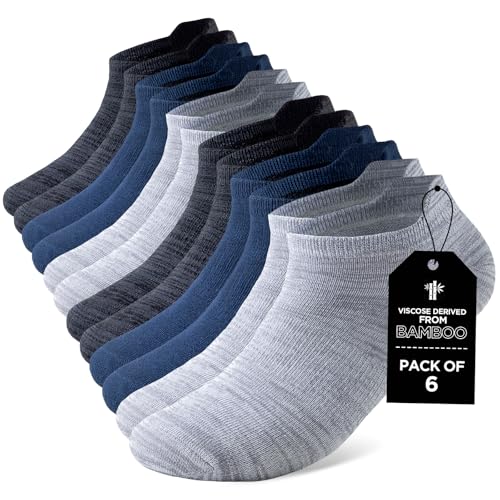 Niorasen Calcetines Tobilleros Hombre de Bambú 43-46, Calcetines Cortos Mujer 37-42, Calcetines Trabajo, Calcetines Transpirables Deporte de Running y Ciclismo, Antiampollas, Extrasuaves, 6 Pares