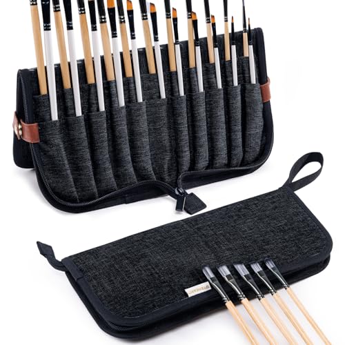 Paint Brush Holder Case with 22 Slots & Pop-Up Stand