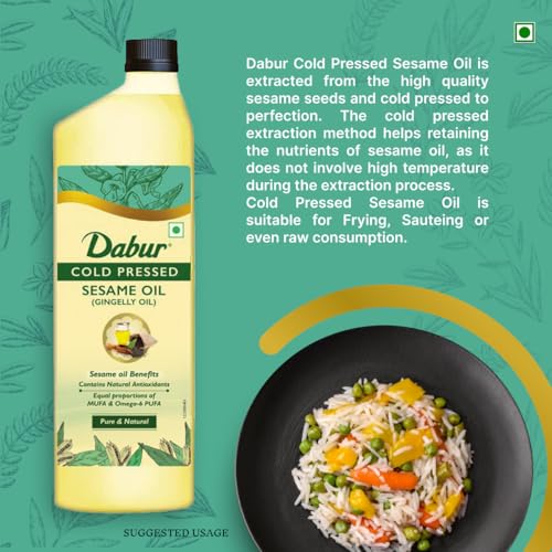 Image of Dabur Cold Pressed Sesame(Gingelly) Oil, 1 L
