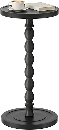 Miniatura 9 de Mesa auxiliar pequeña de madera de caucho, mesas auxiliares redondas de madera maciza para espacios pequeños, mesas de Martini, mesa de bebida con